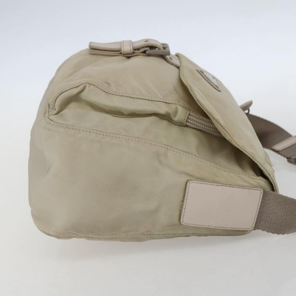 Authentic PRADA Shoulder Bag Nylon Beige Silver - Picture 12 of 16